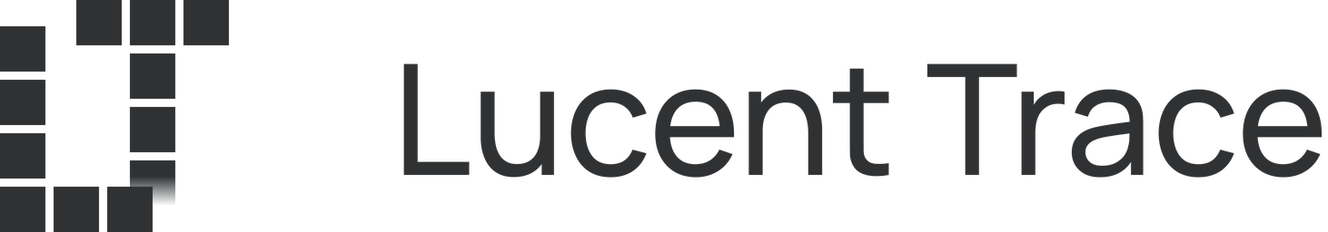 Lucent Trace symbol and text in dark gray.